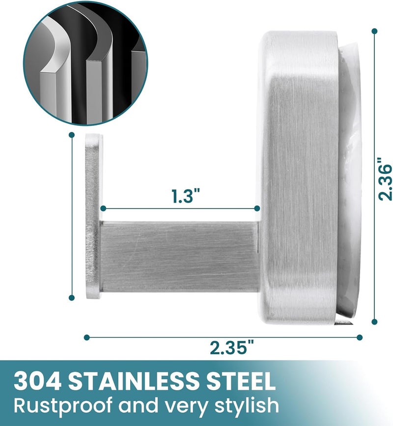 Taili 304 Stainless Steel Bathroom Suction Hooks for Towel, Bathrobe, Loofah, Patented Strong Suction Cup Holder, No Damage Hanging Glass Shower Wall Hook, Hold Up to 11 Lbs, 2 Pack, Silver - Image 5